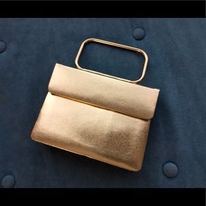 Vintage 60s Gold foil purse with gold handle